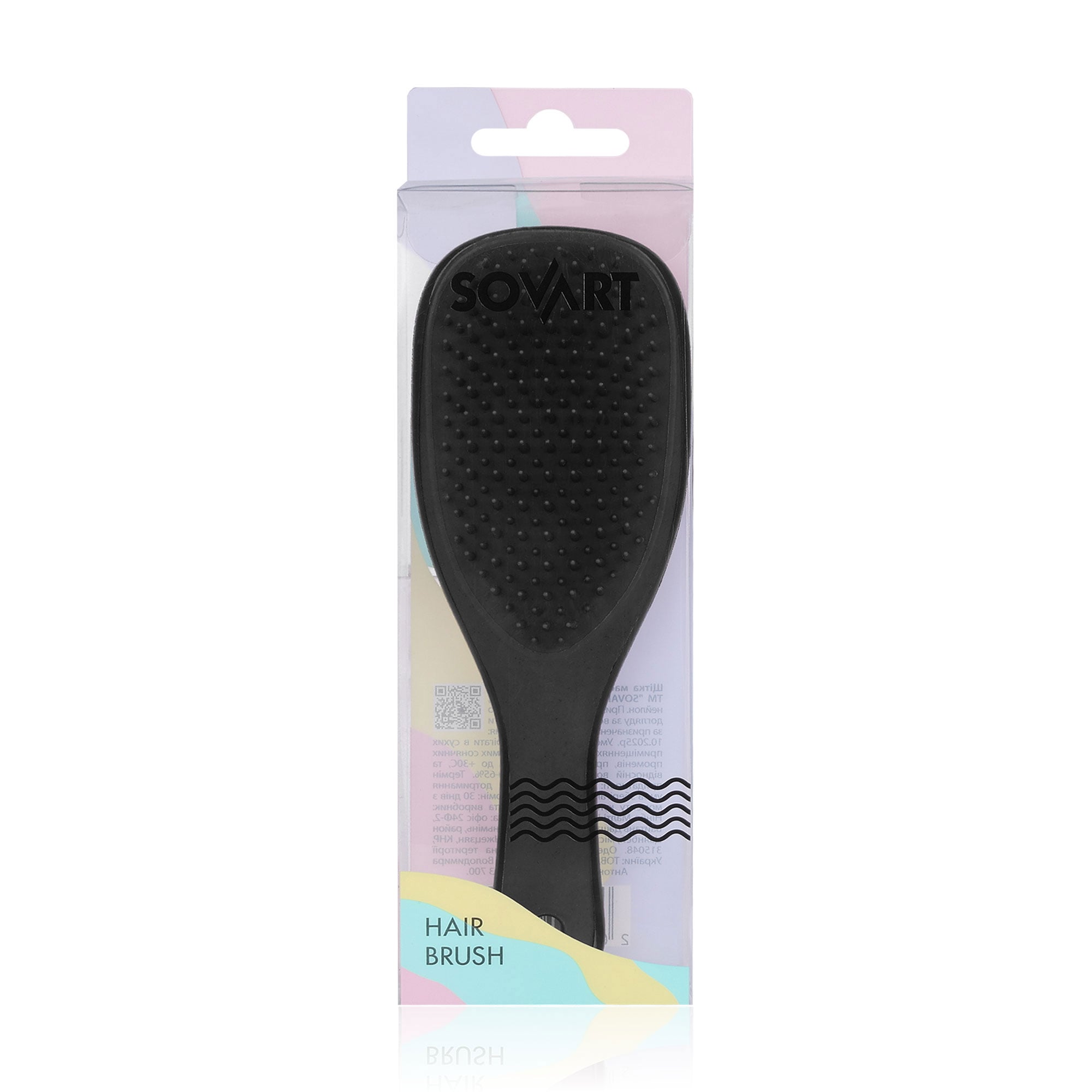 Масажна щітка для волосся Sovart непродувна, міні, чорна, 1 шт
